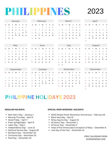 philippine calendar 2023|2023 Yearly Calendar for Philippines with Holidays .